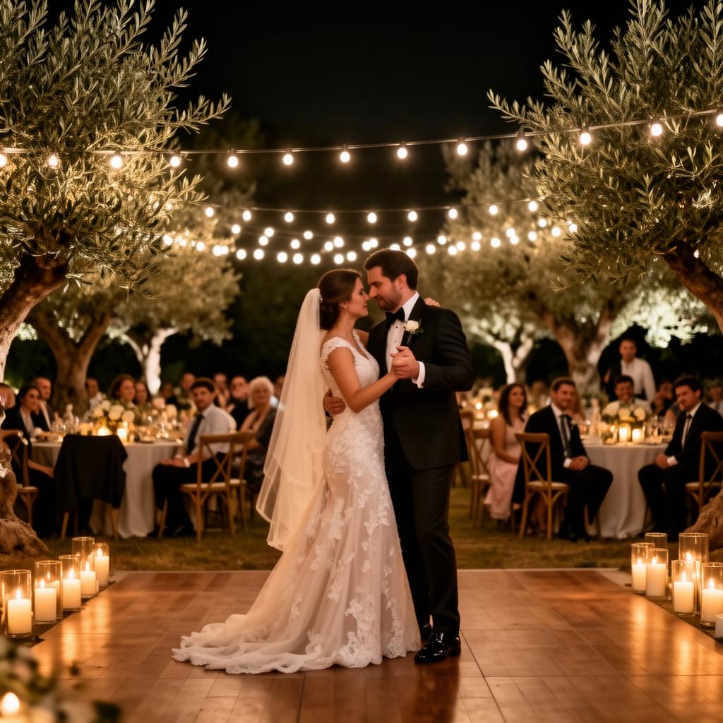 First dance under string lights