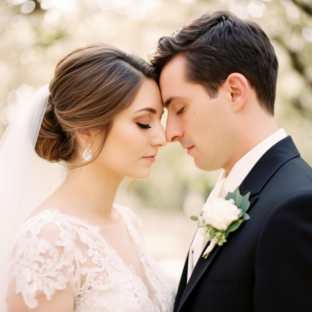 Intimate forehead-to-forehead portrait
