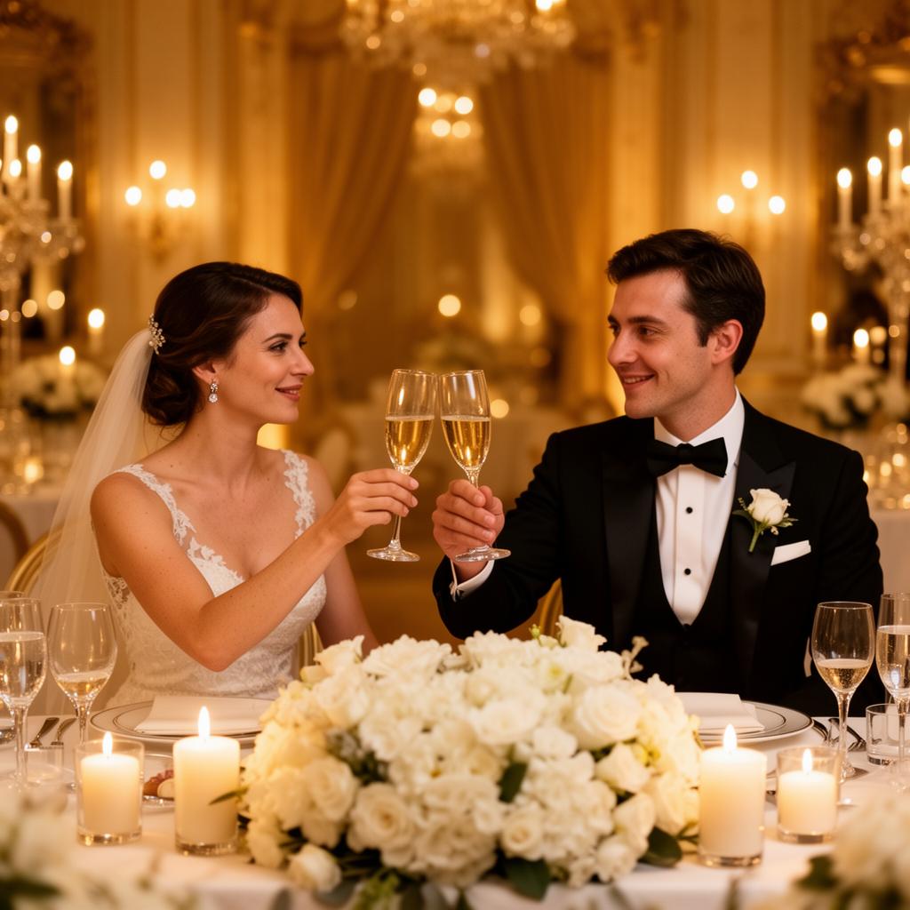 Toasting at the candlelit reception